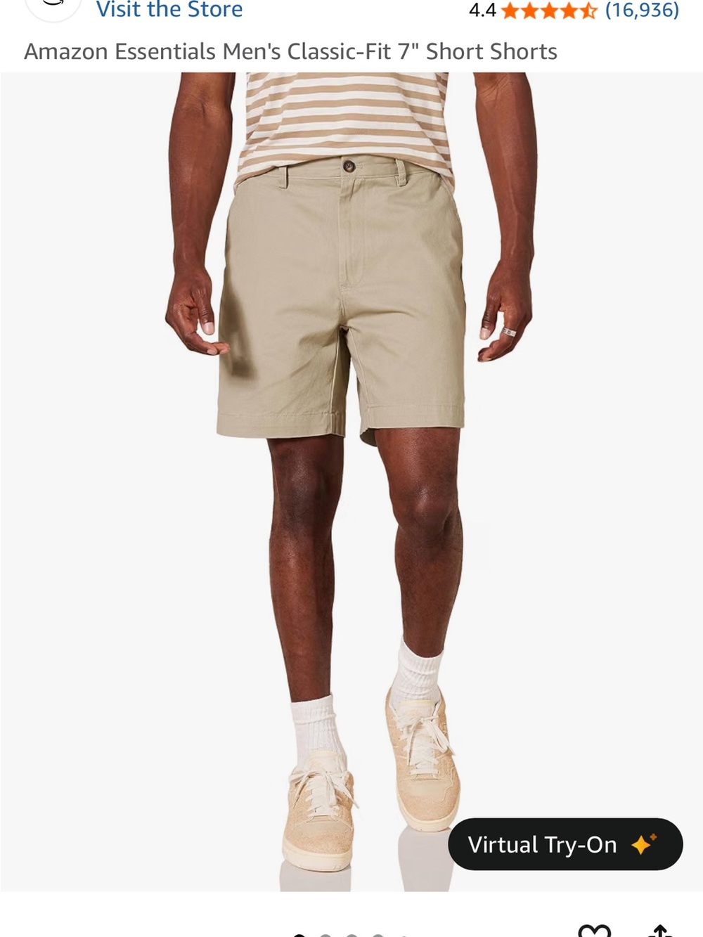 Amazon Essentials Men’s Flat-Front Chino Shorts in Khaki